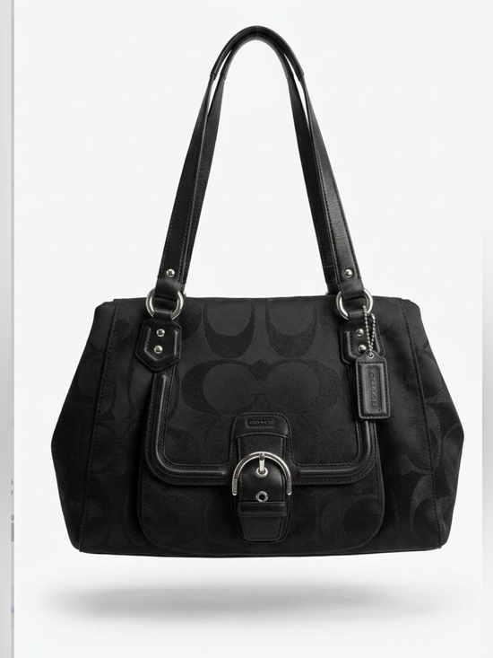 Coach Handbags - Coach Campbell Signature Jacquard Satchel Shoulder Bag Black Silver